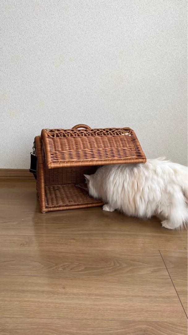 ラタン製ペットキャリーケース　猫　犬　シンシアジャパン