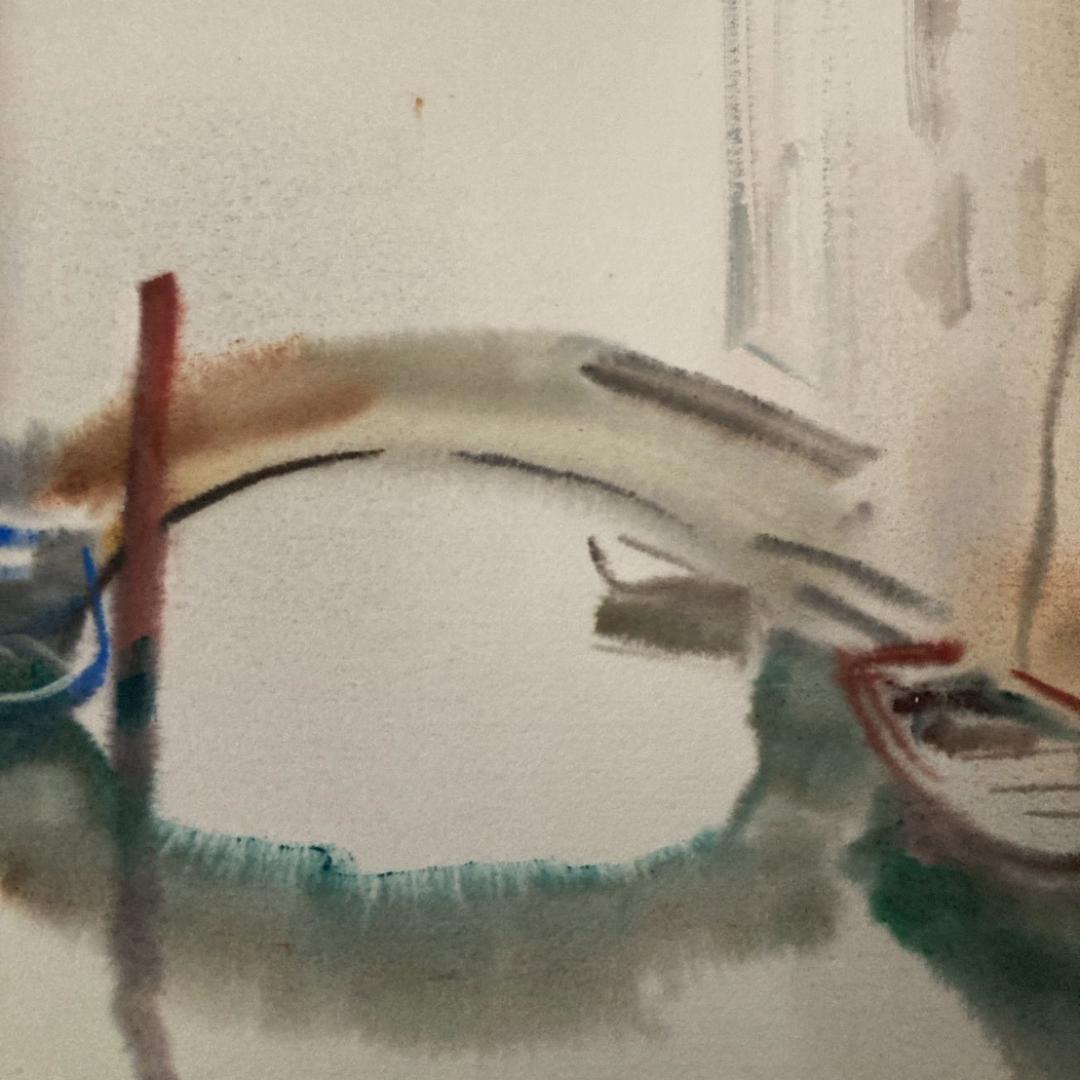 カルロ・ルヴァニャン｜べニス・フラーリ運河｜水彩画｜原画｜20世紀アンティーク品