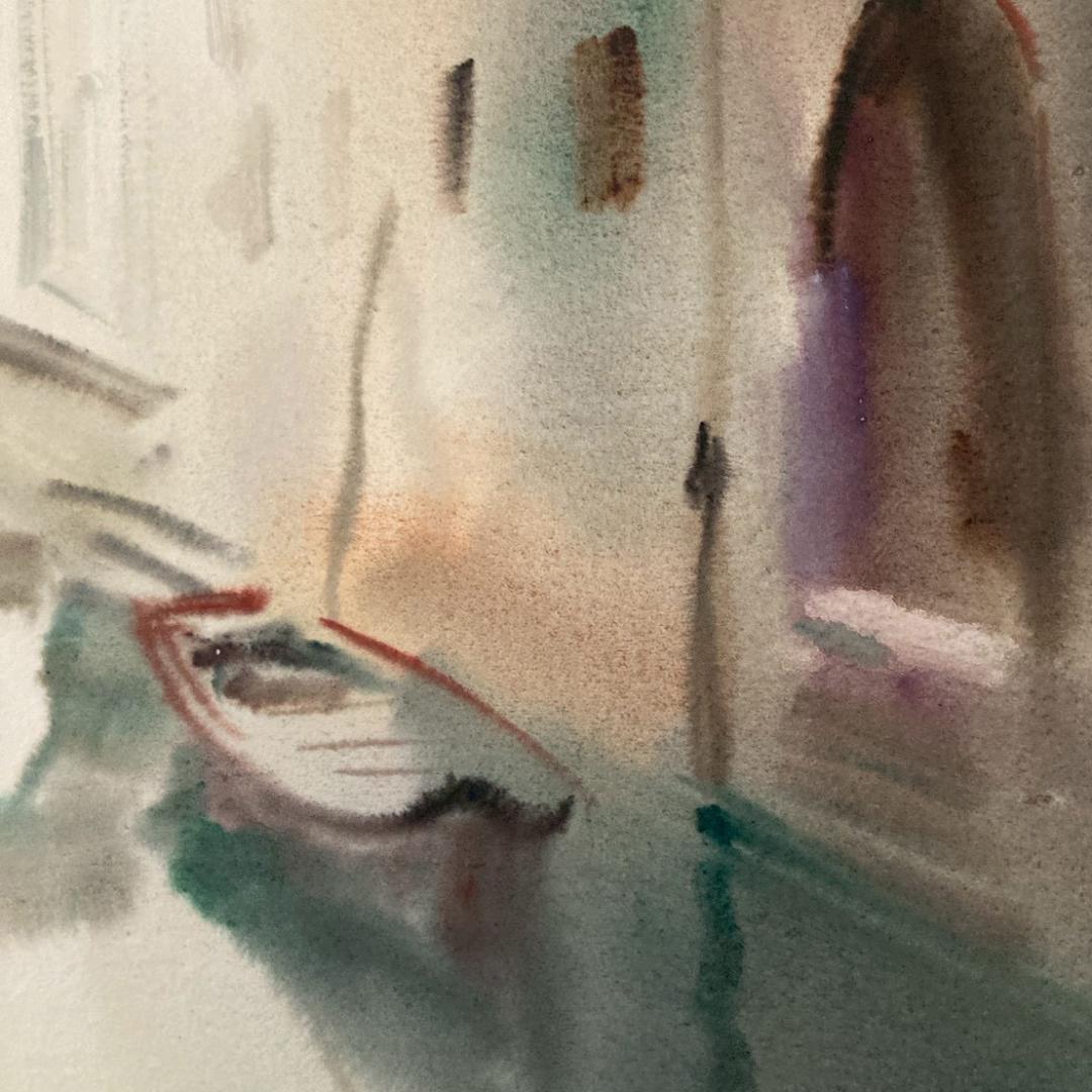 カルロ・ルヴァニャン｜べニス・フラーリ運河｜水彩画｜原画｜20世紀アンティーク品