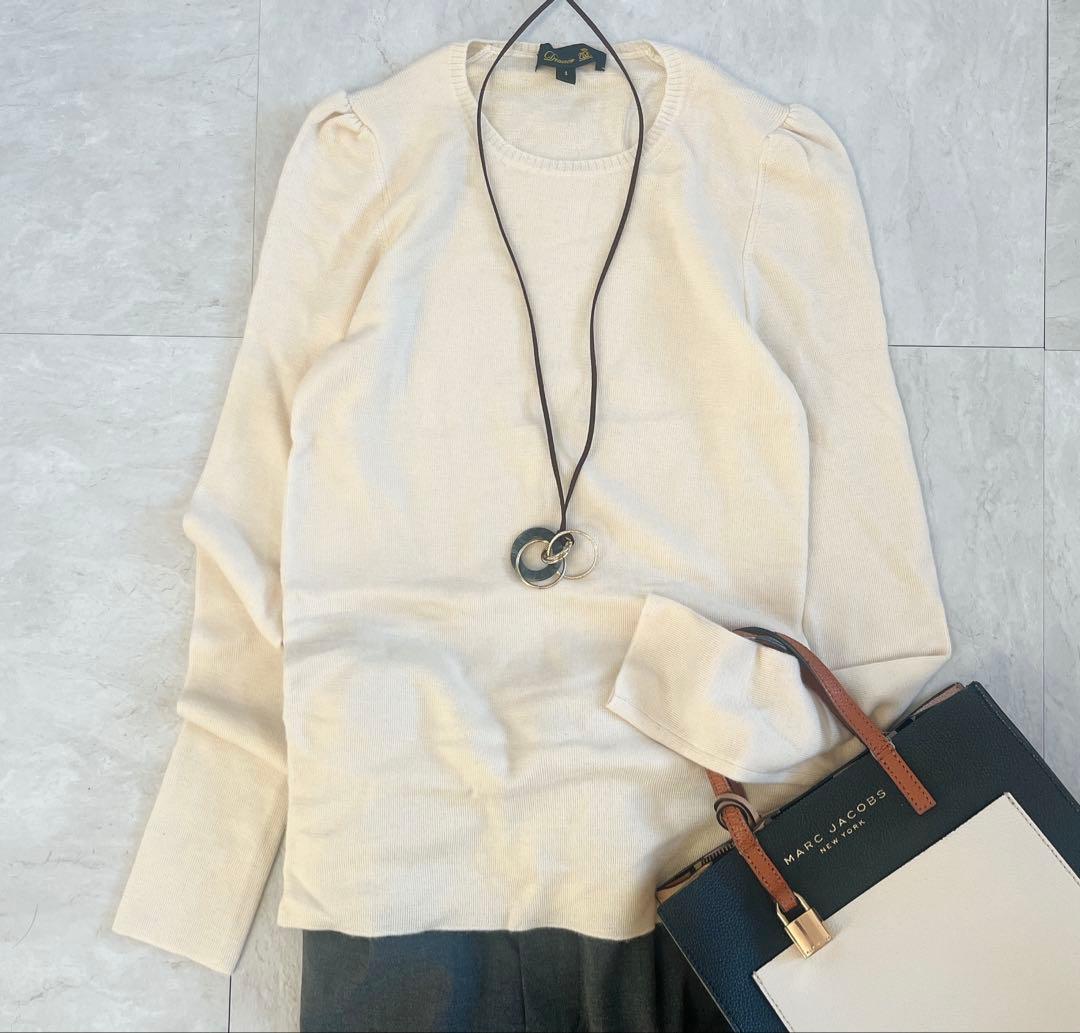 ドゥロワー クルーネックニット カシミヤ オフホワイト