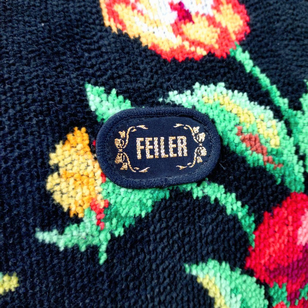 【希少】FEILER　大型　ボストンバッグ　大容量　ブラック　花柄