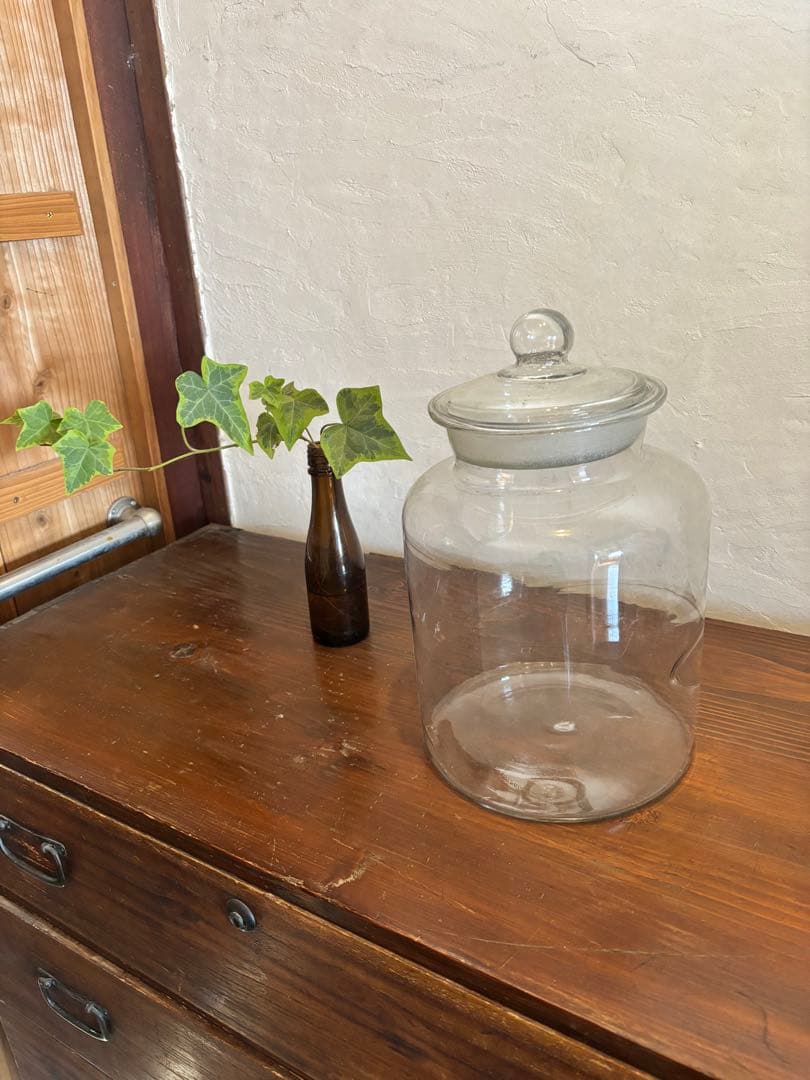 レトロガラス蓋付き容器
