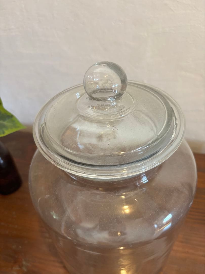 レトロガラス蓋付き容器