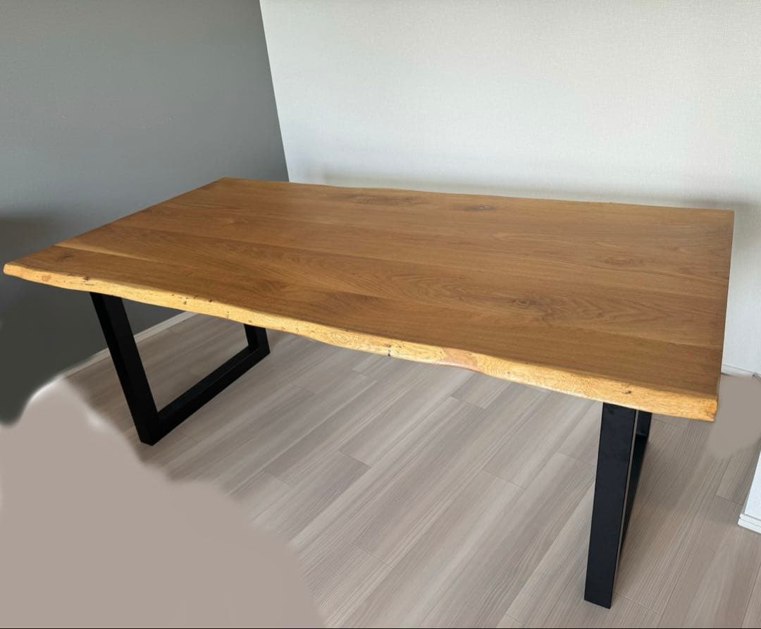 【天然木】一枚板風　オーク材　ダイニングテーブル　180cm