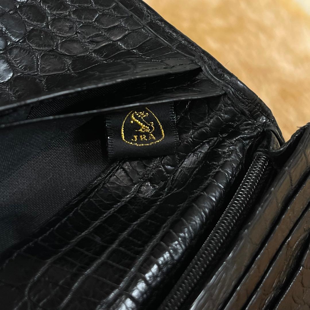 新品同様 定14万 最高峰 ポロサス クロコダイル 無双 長財布 小銭入れ付 黒