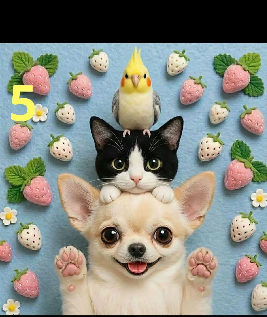 オーダーページ　ハンカチ　苺　シマエナガわんこ柄1/17ハンドメイド