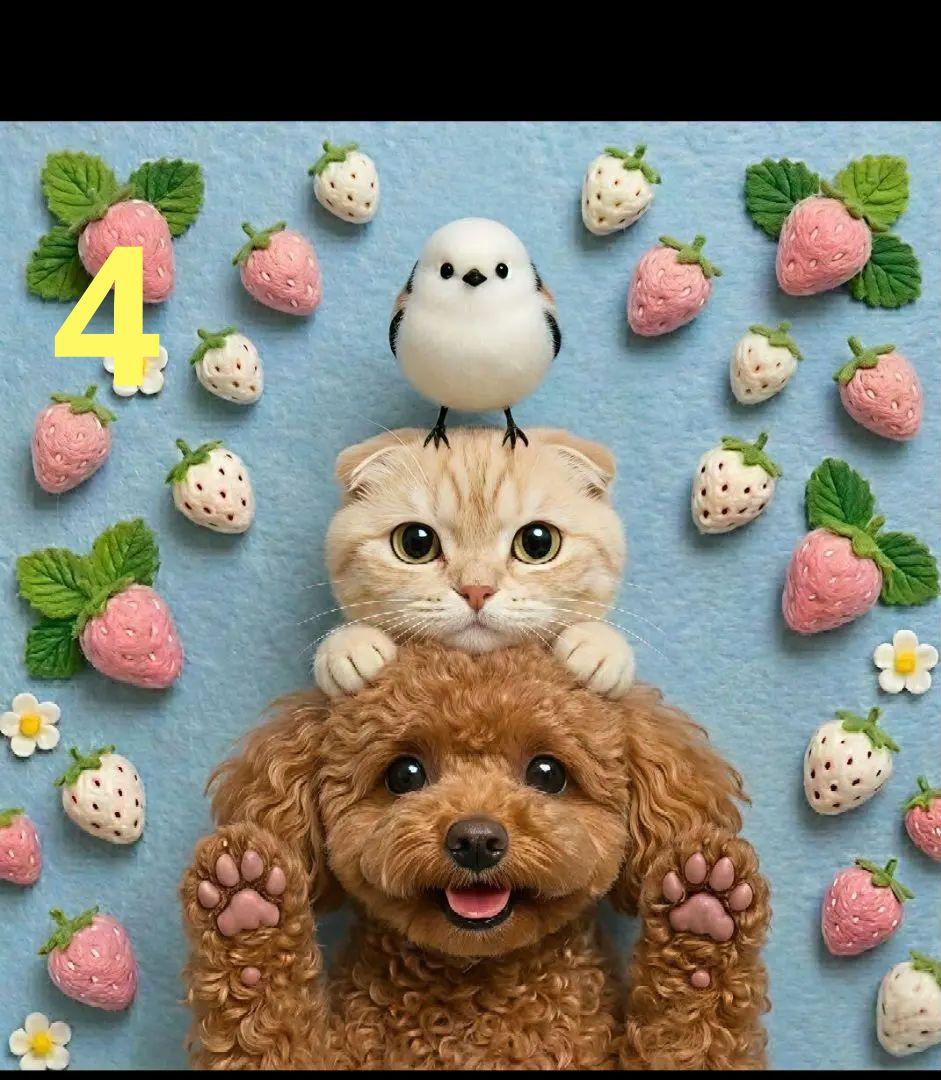 オーダーページ　ハンカチ　苺　シマエナガわんこ柄1/17ハンドメイド