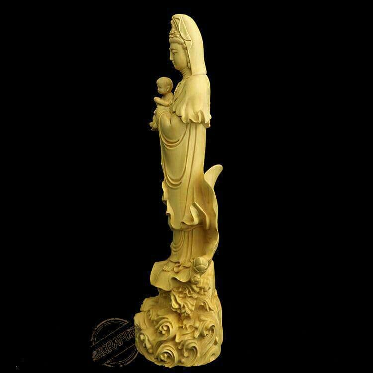 観音さま*木彫り*置物*工芸品*仏像* ギフト 高3