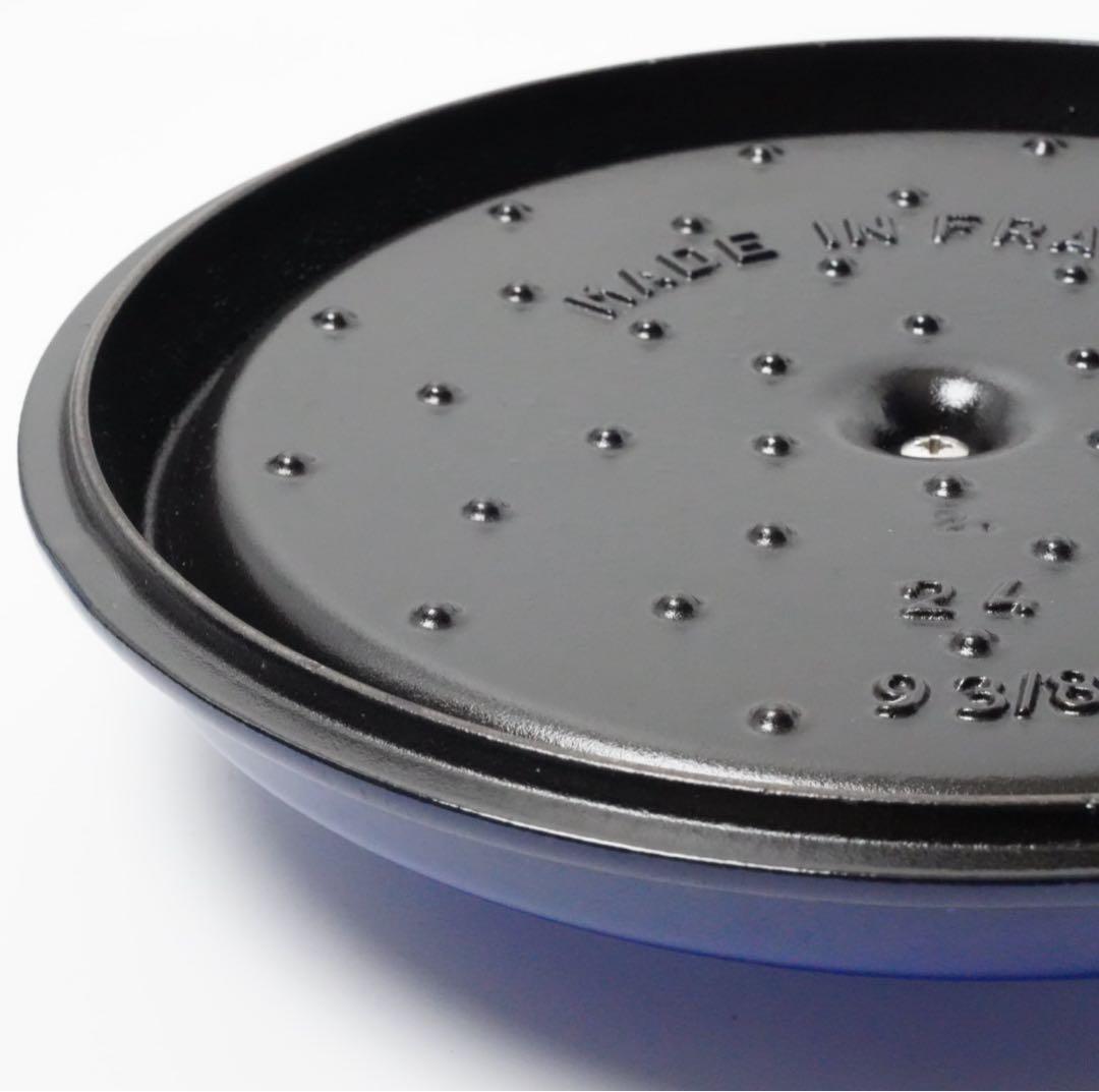 【美品】ストウブ staub ピコココット ラウンド 24cm ロイヤルブルー