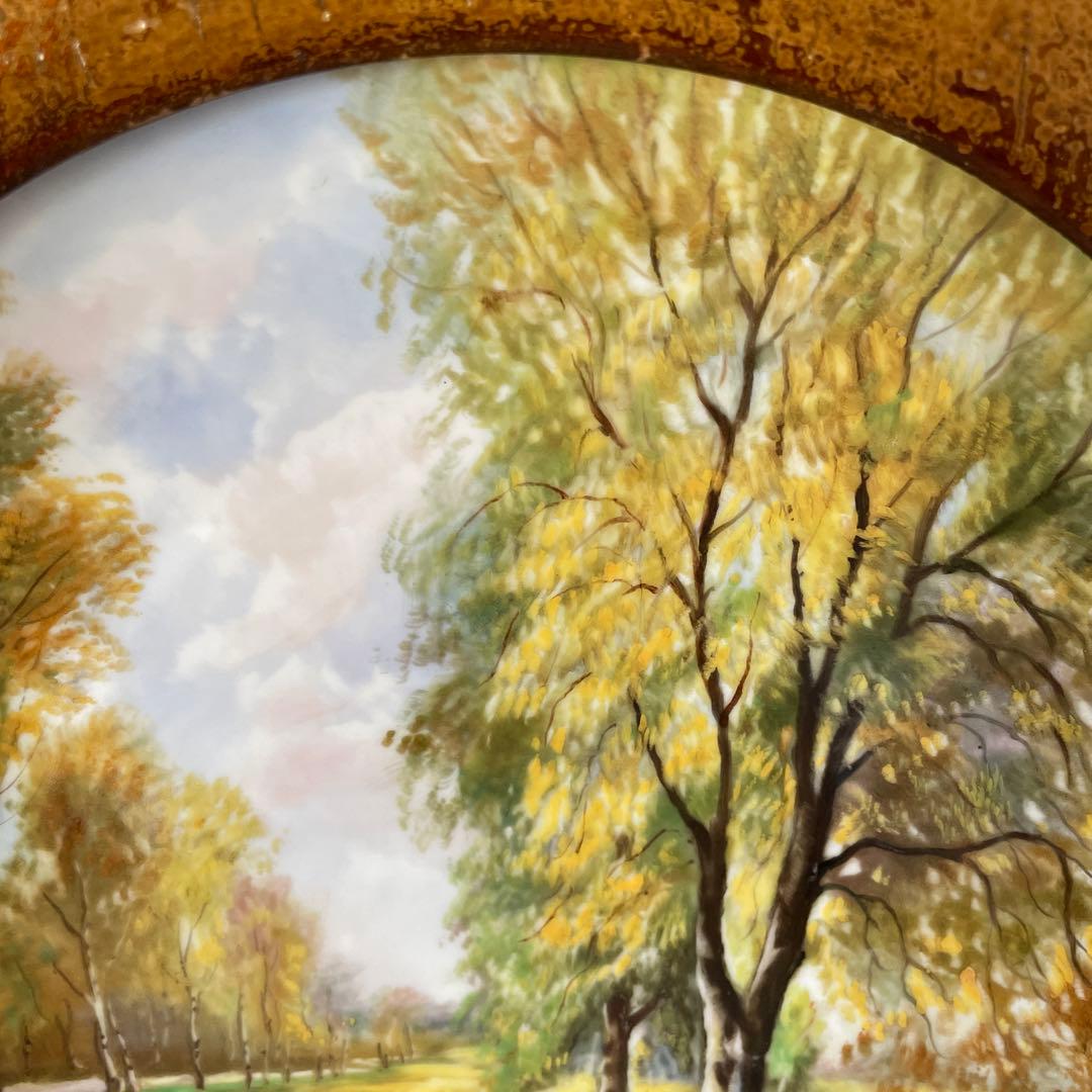 木製額４０cm四方・絵皿２５cm◇日本陶器會社・ノリタケ◇