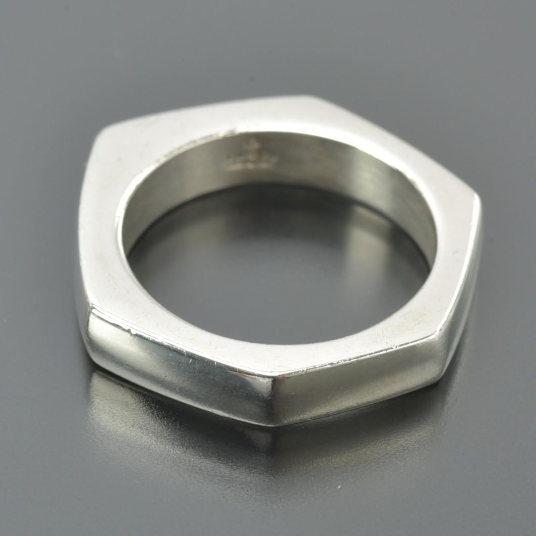 磨き済/美品 GUCCI リング 15号/17.6mm SV 925 ヘキサゴン