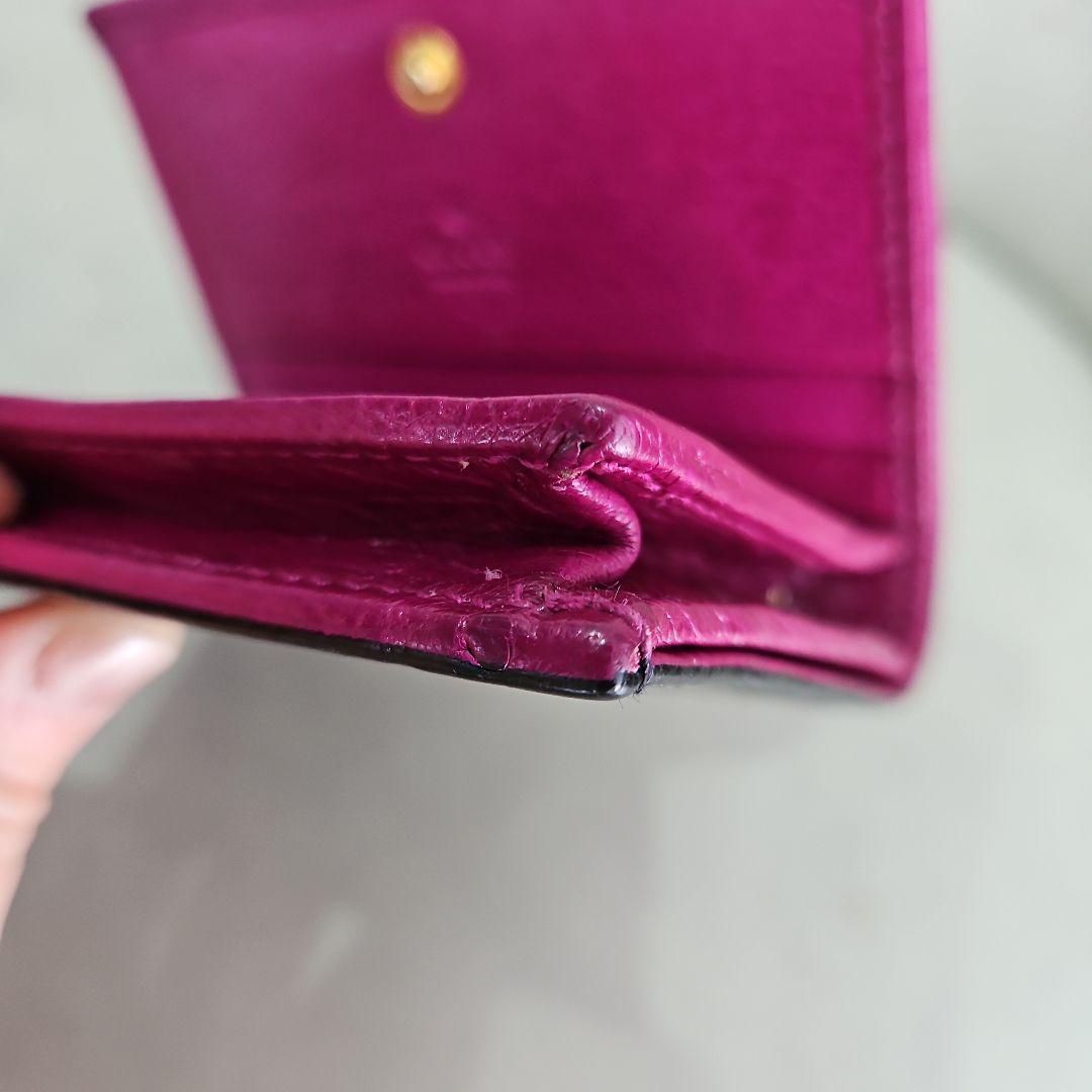 オーストリッチ　GUCCI 二つ折り財布 ブラック パープル　ggマーモント