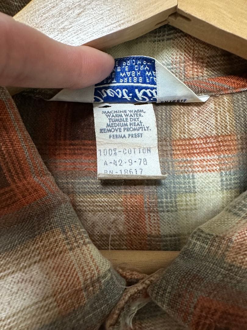 70s Prest-Rite プリントネルシャツ