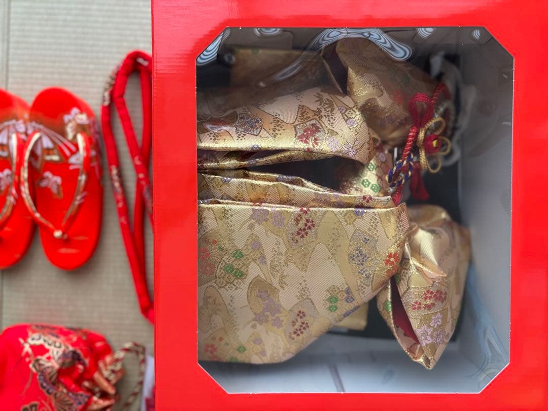 【美品】七五三 7歳女の子着物12点セット 赤金