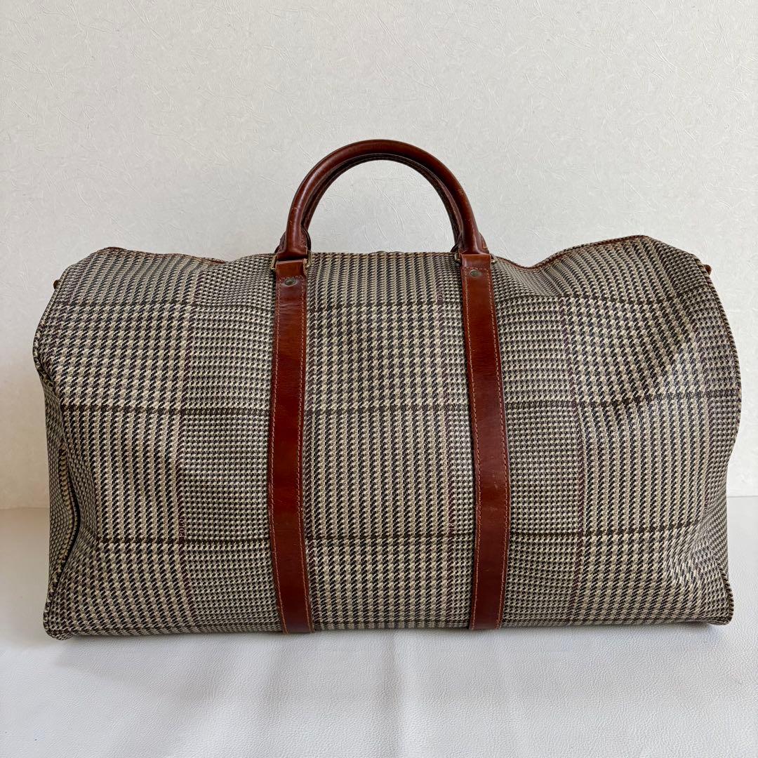 【良品】【ポロラルフローレン】千鳥格子 ボストンバッグ PVC レザー 2way