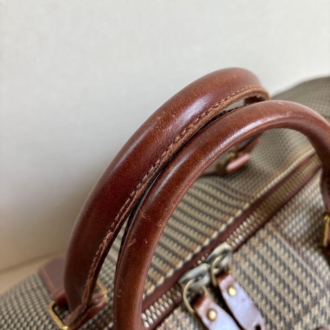 【良品】【ポロラルフローレン】千鳥格子 ボストンバッグ PVC レザー 2way