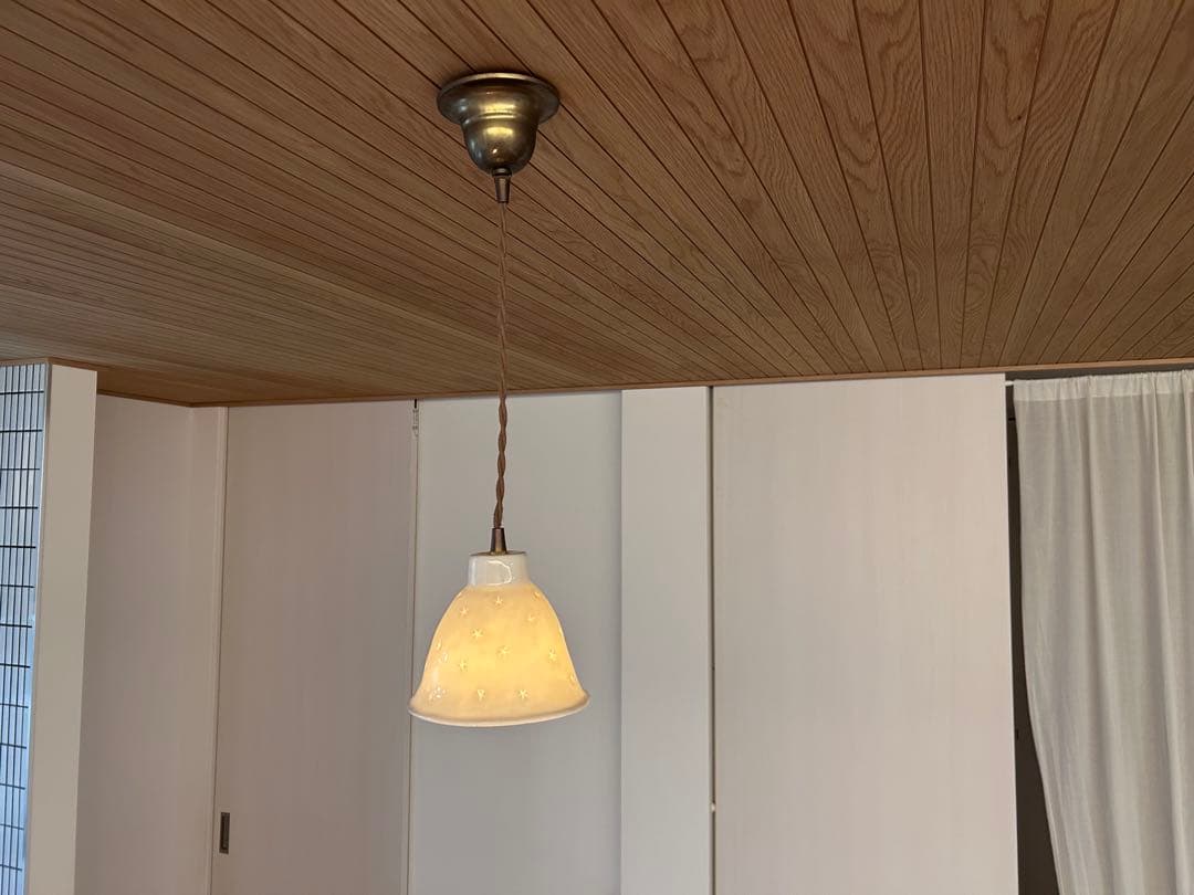 イギリス　アンティーク　ホワイト　ペンダントライト 星型