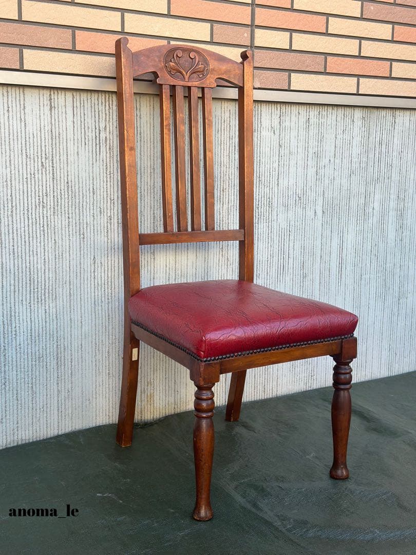 【ダイニングチェア】木製　ハイバック　スラットバックチェア　英国ヴィンテージ◎