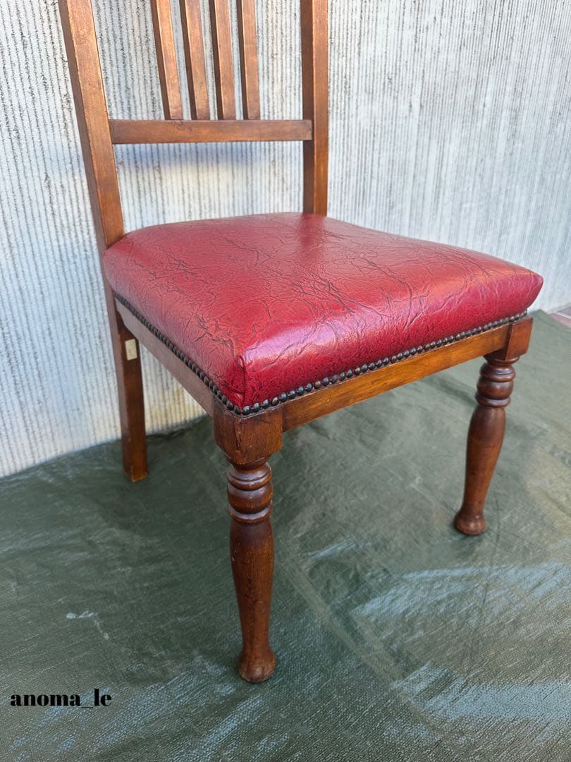 【ダイニングチェア】木製　ハイバック　スラットバックチェア　英国ヴィンテージ◎