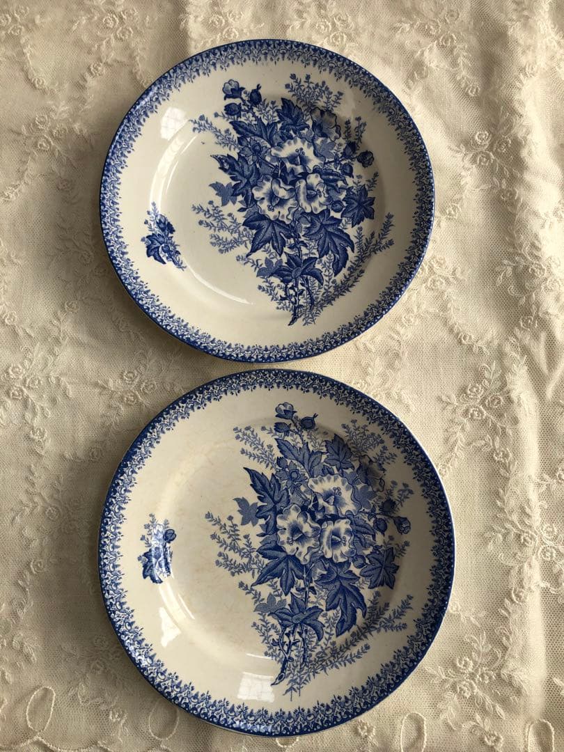 フランスアンティーク皿2枚セット　ONNAING窯　オナン窯