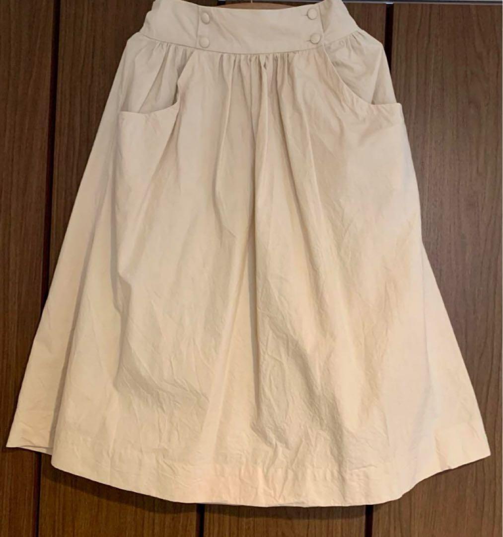 MAGALI 　 硫化染めコットン・ギャザースカート／アイボリー　新品