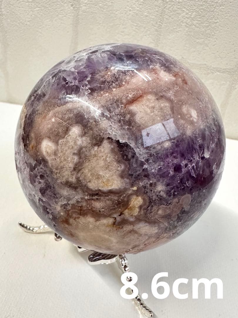 高品質　大きめ　アメジスト　フラワーアゲート　虹入　スフィア