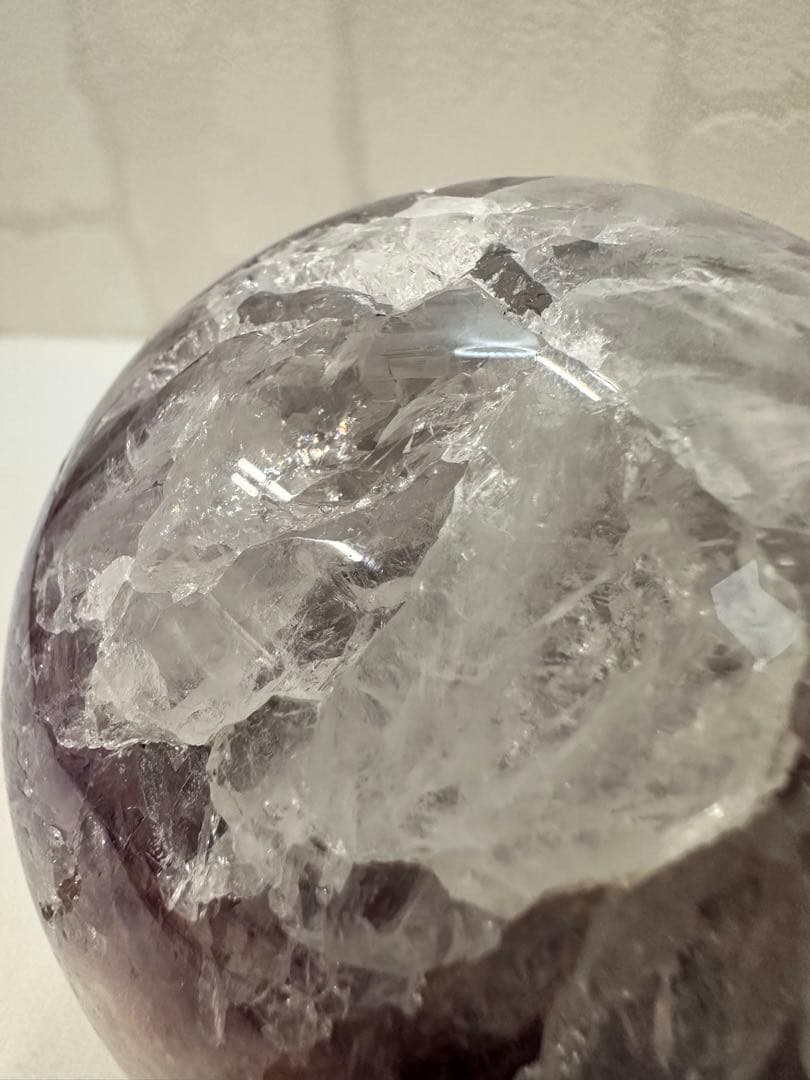 高品質　大きめ　アメジスト　フラワーアゲート　虹入　スフィア