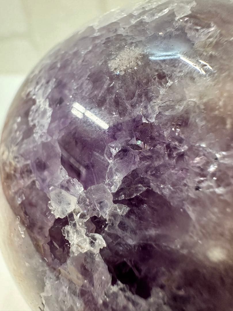 高品質　大きめ　アメジスト　フラワーアゲート　虹入　スフィア