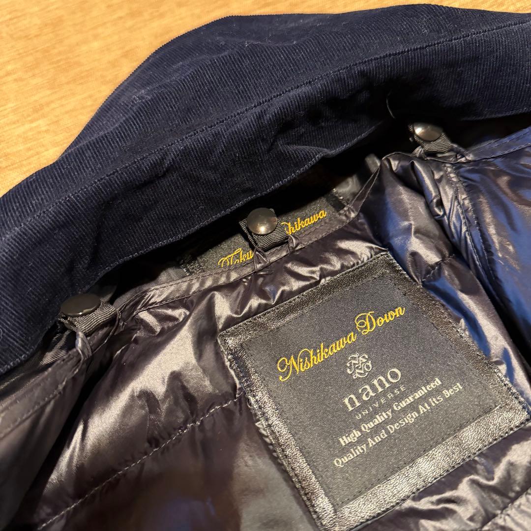 美品 ナノユニバース× 西川ダウン 3way ステンカラーコート 濃紺
