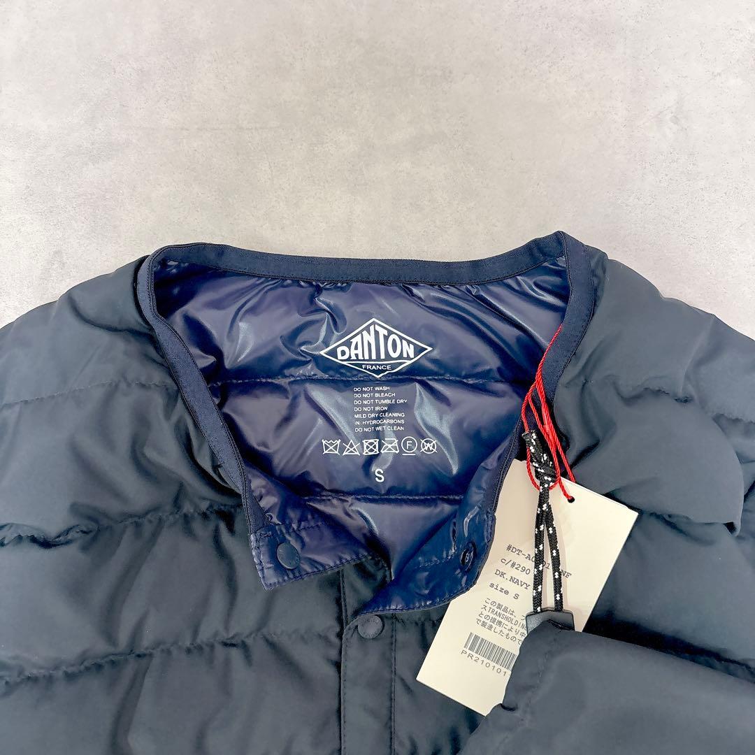 新品◇DANTON インナーダウン クルーネックジャケット◇タークネイビーS