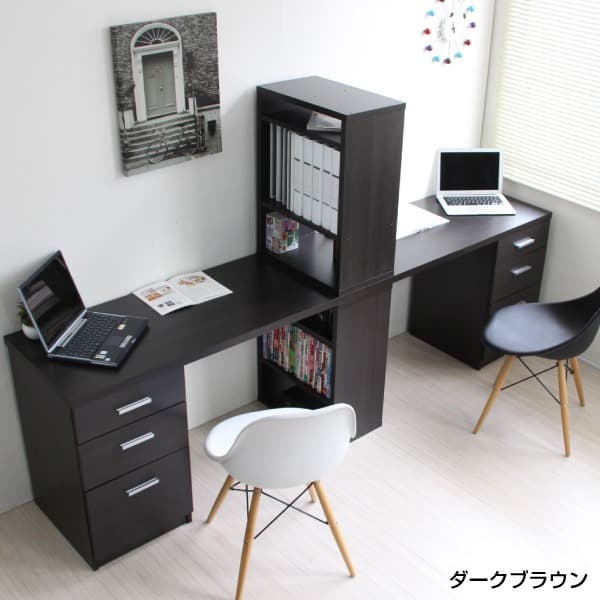【新品・送料無料】パソコンデスク ツインデスクセット 学習机 120幅 ブラウン