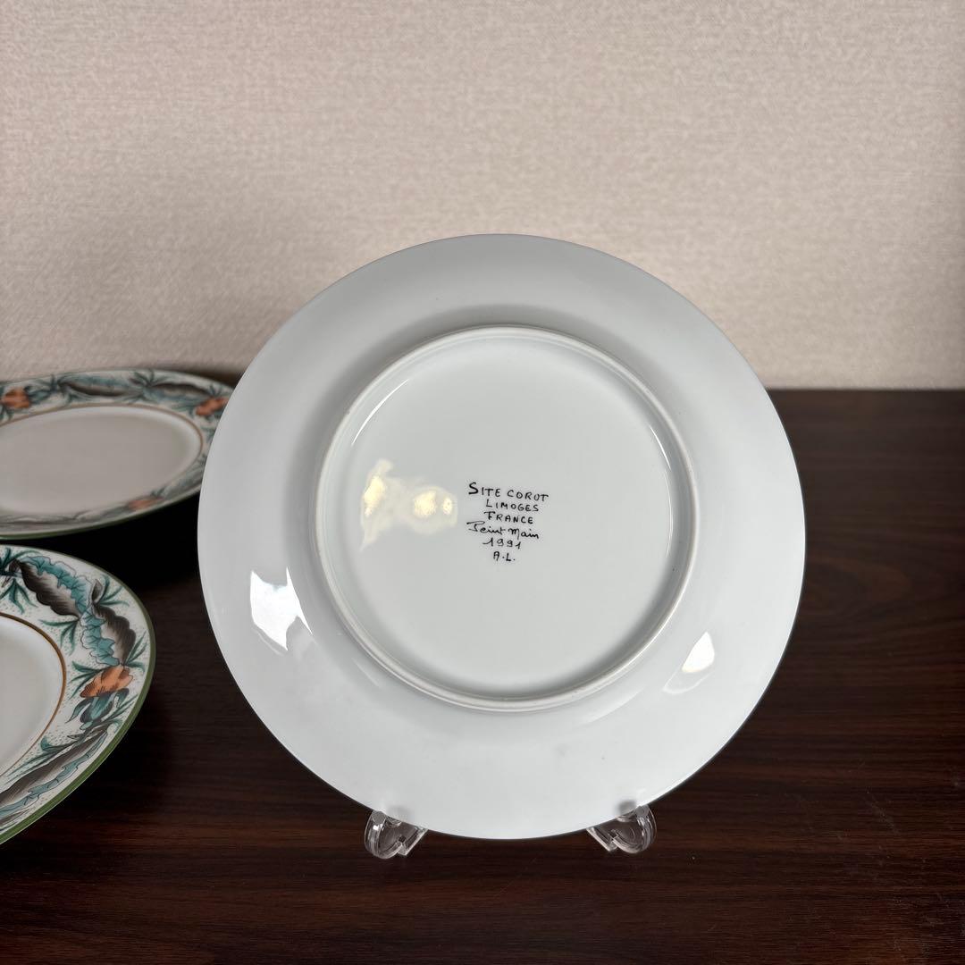 【未使用】Limoges Site Corot 手描きプレート 19cm 4枚