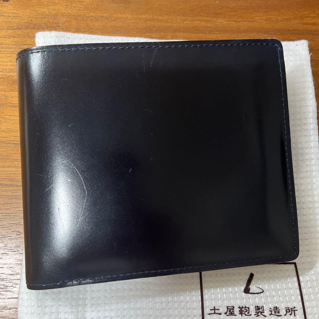<be-chin>土屋鞄 コードバン 二折財布 ネイビー