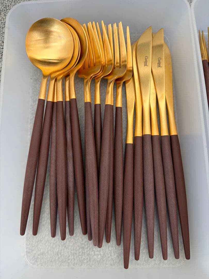 クチポール Cutipol GOA ゴア ブラウン×ゴールド カトラリーセット