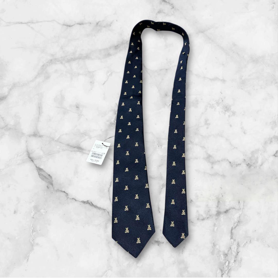 【未使用】DRAKE'S ドレイクス　ネクタイ　クマジャガード　タグ付　動物