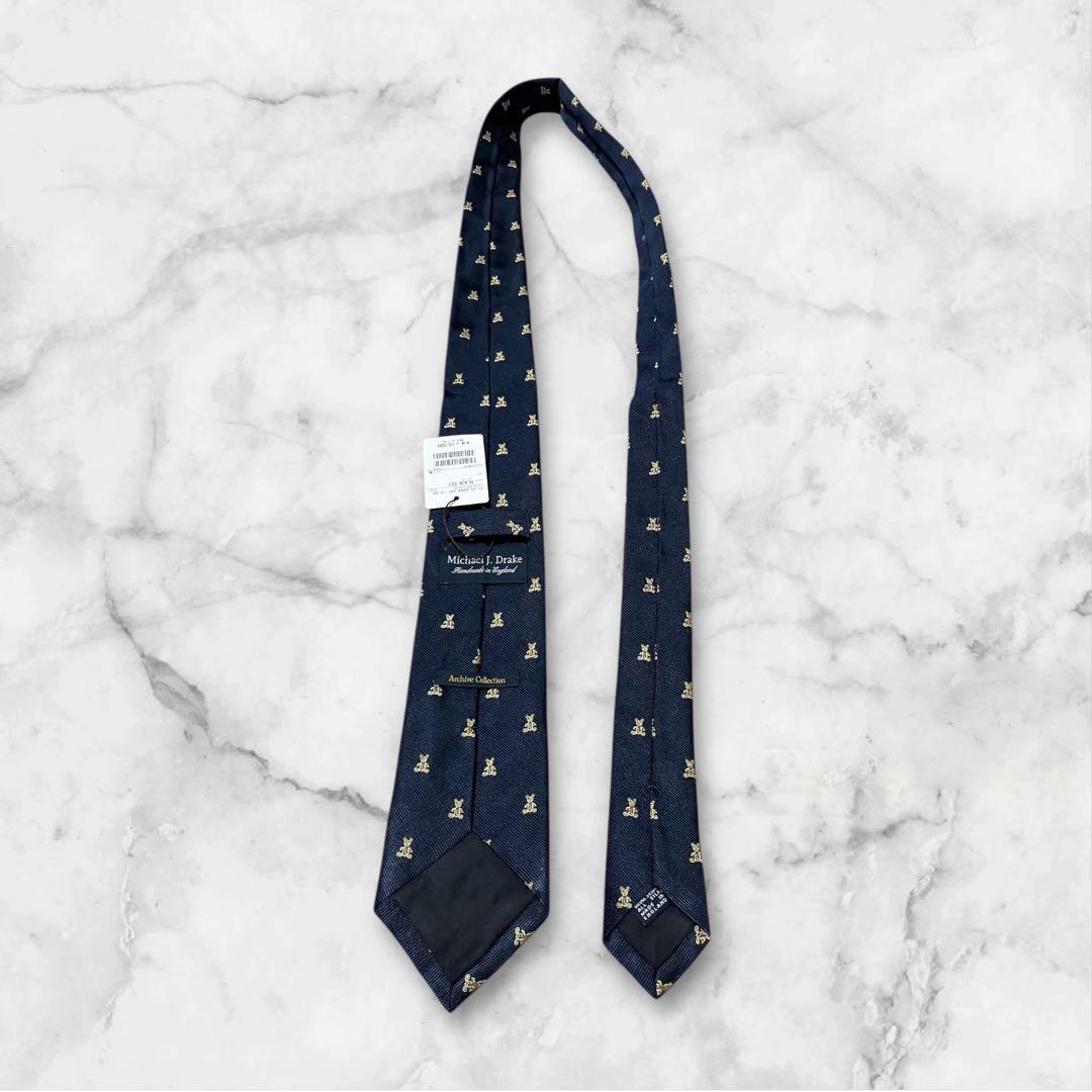 【未使用】DRAKE'S ドレイクス　ネクタイ　クマジャガード　タグ付　動物