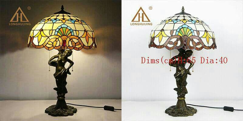 ティファニースタイルテーブルランプ電気スタンドガラスランプ\r バロックの女神8