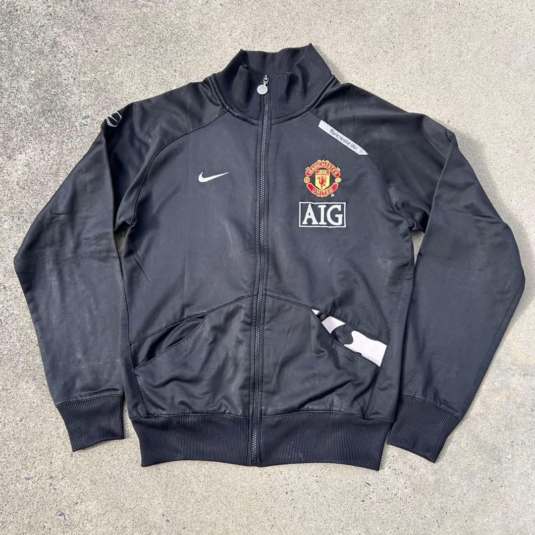 【希少】マンチェスター・ユナイテッド トラックジャケット L相当 黒 ロゴ刺繍