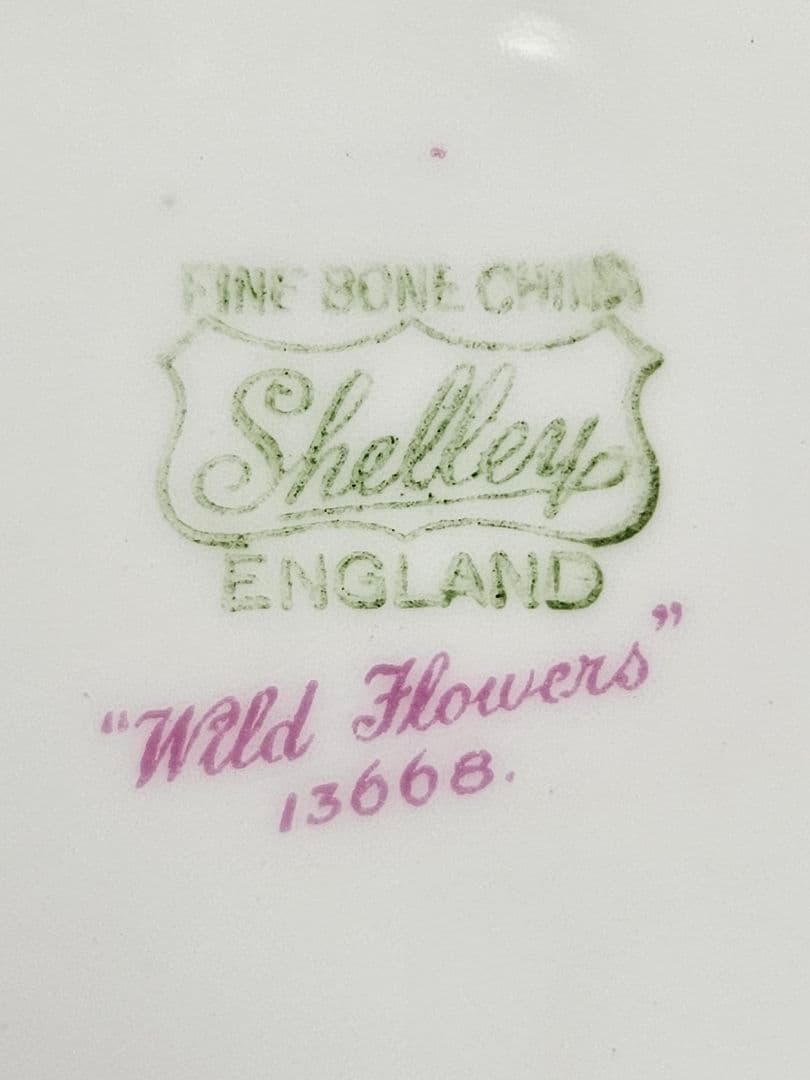 美品 Shelley ワイルドフラワー ピンクトリム ケーキプレート シェリー