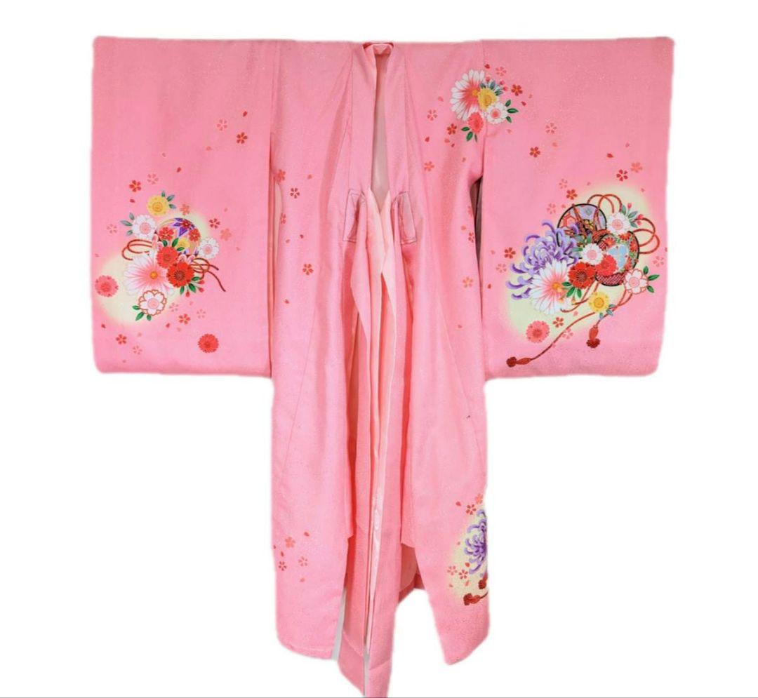 お宮参り 女の子 ピンク赤 花 お宮参り 着物 女の子 産着 初着 赤ちゃん