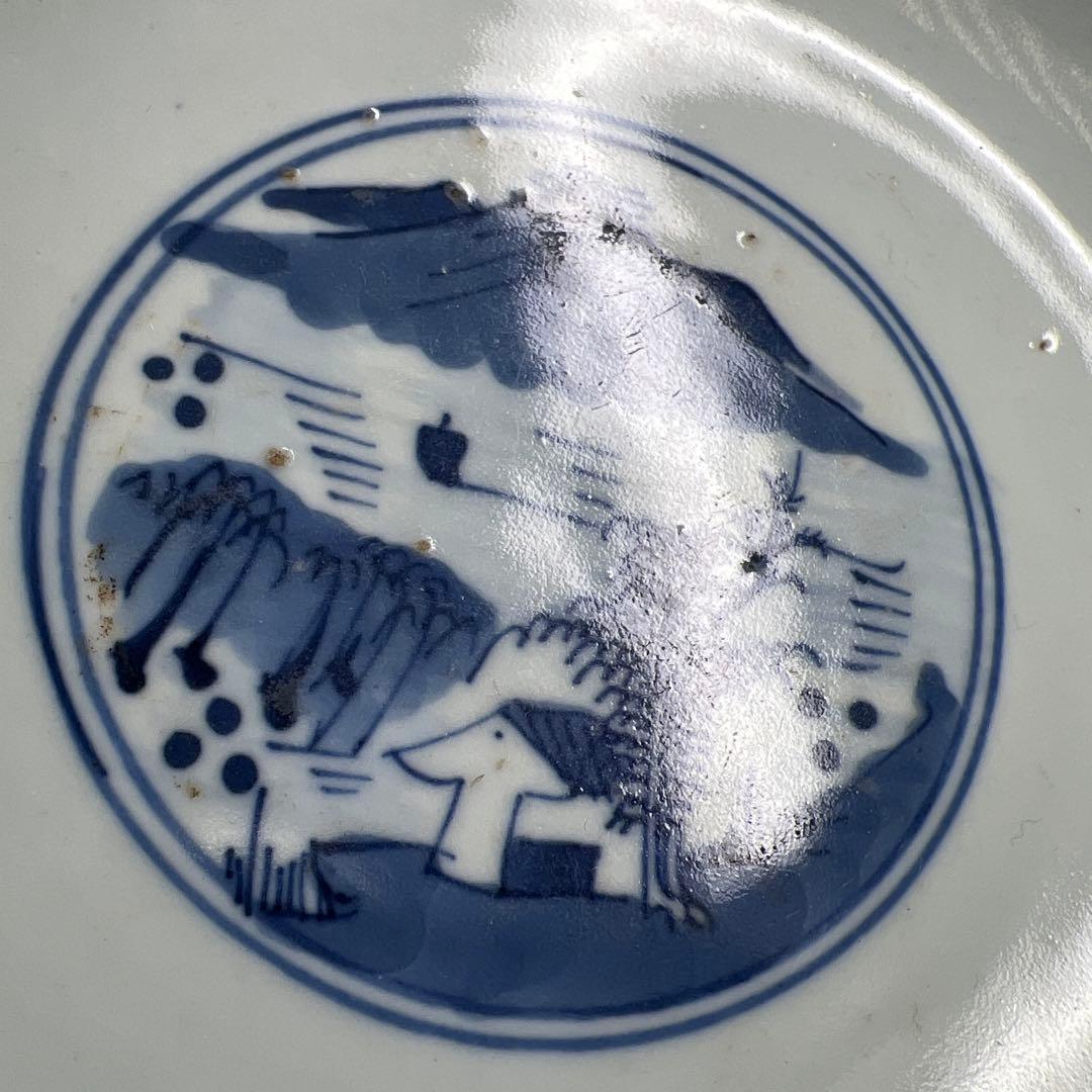 中国清時代　新渡青花人物画平鉢　口径約21㎝　東Y8-0106☆2Fトコオオ
