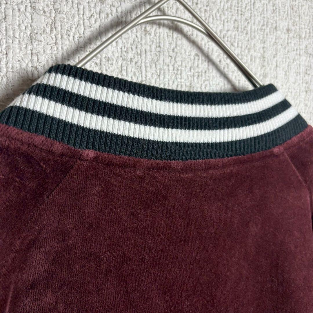 【別珍】スカジャン　ベロア　ジャケット　袖刺繍　日本地図　富士山　鷹　龍　L