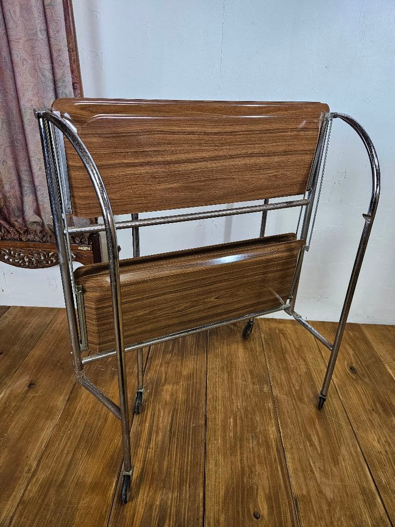 ドイツヴィンテージ フォールディング トロリーワゴン キャスター 折り畳み 棚
