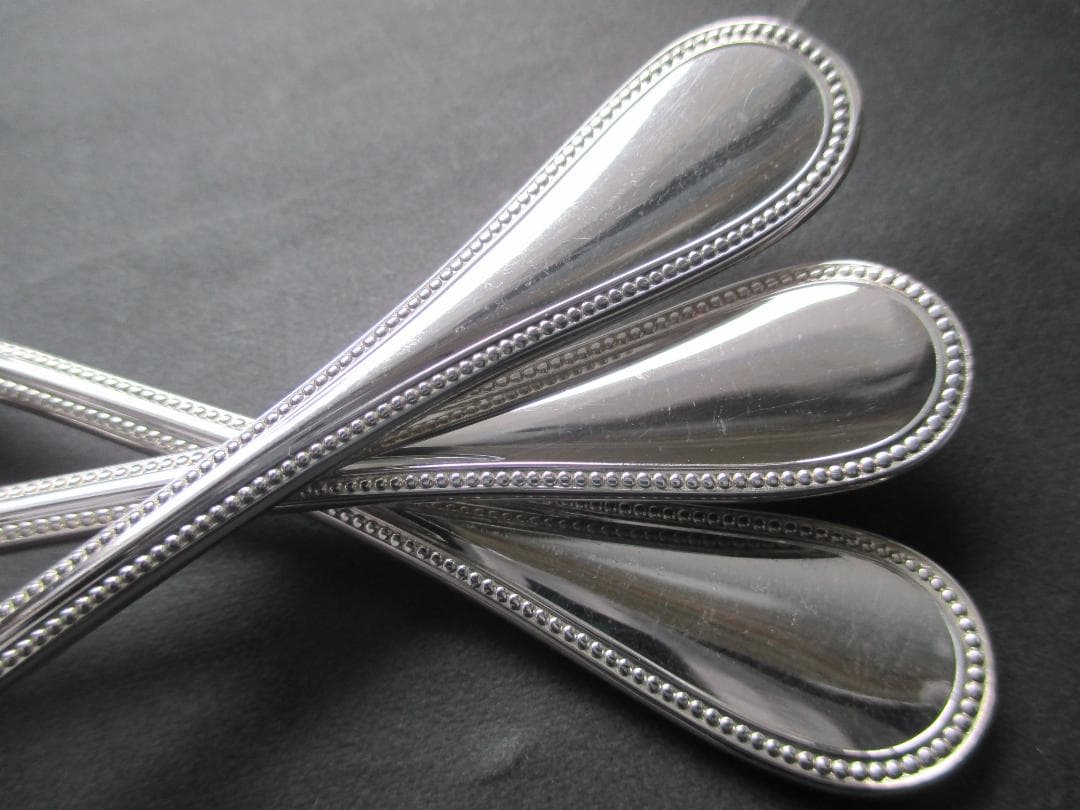 極美品☆高級銀器クリストフルシルバー銀P コーヒースプーン3本　人気のパール