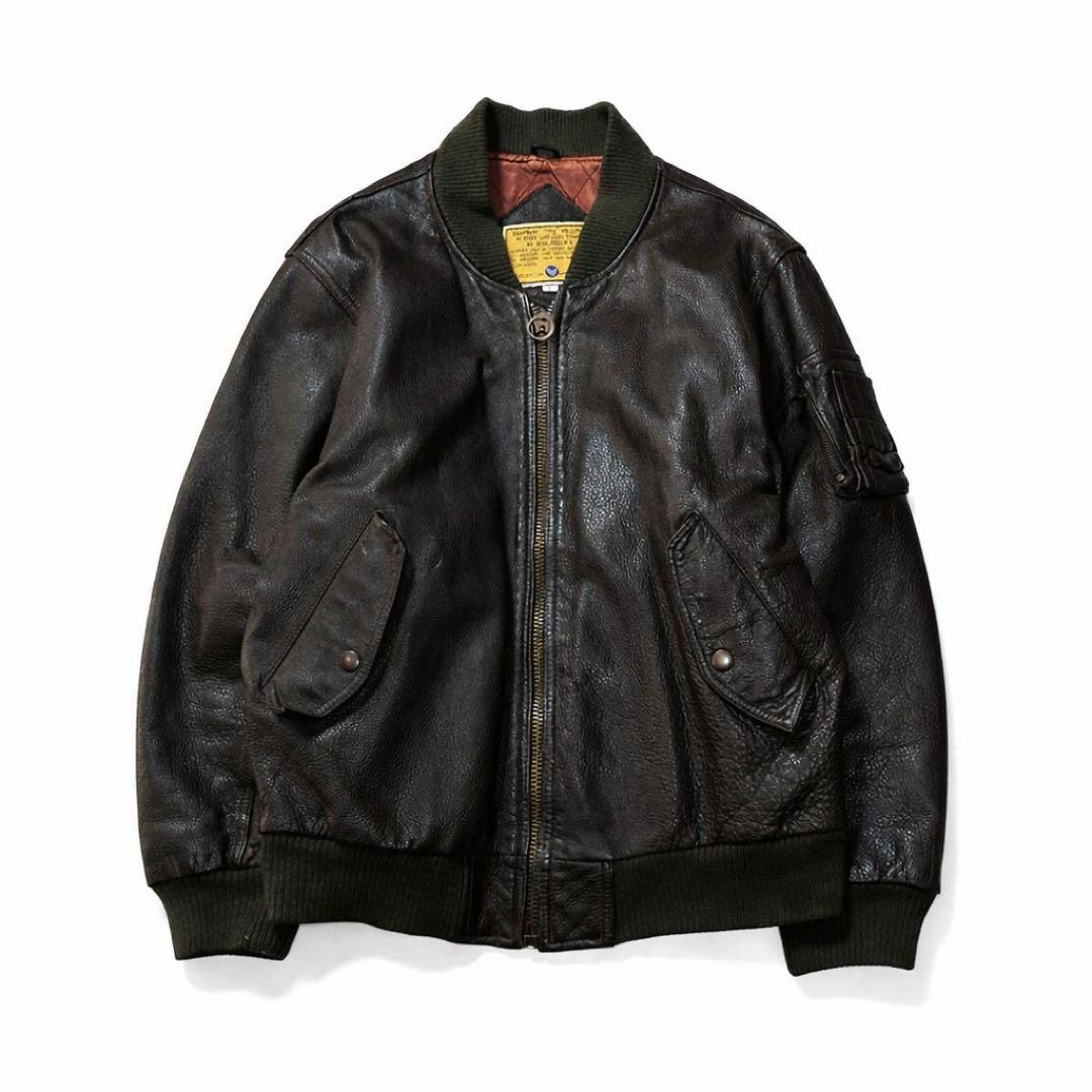 80s-90s MA-1 牛革 レザージャケット ボンバージャケット