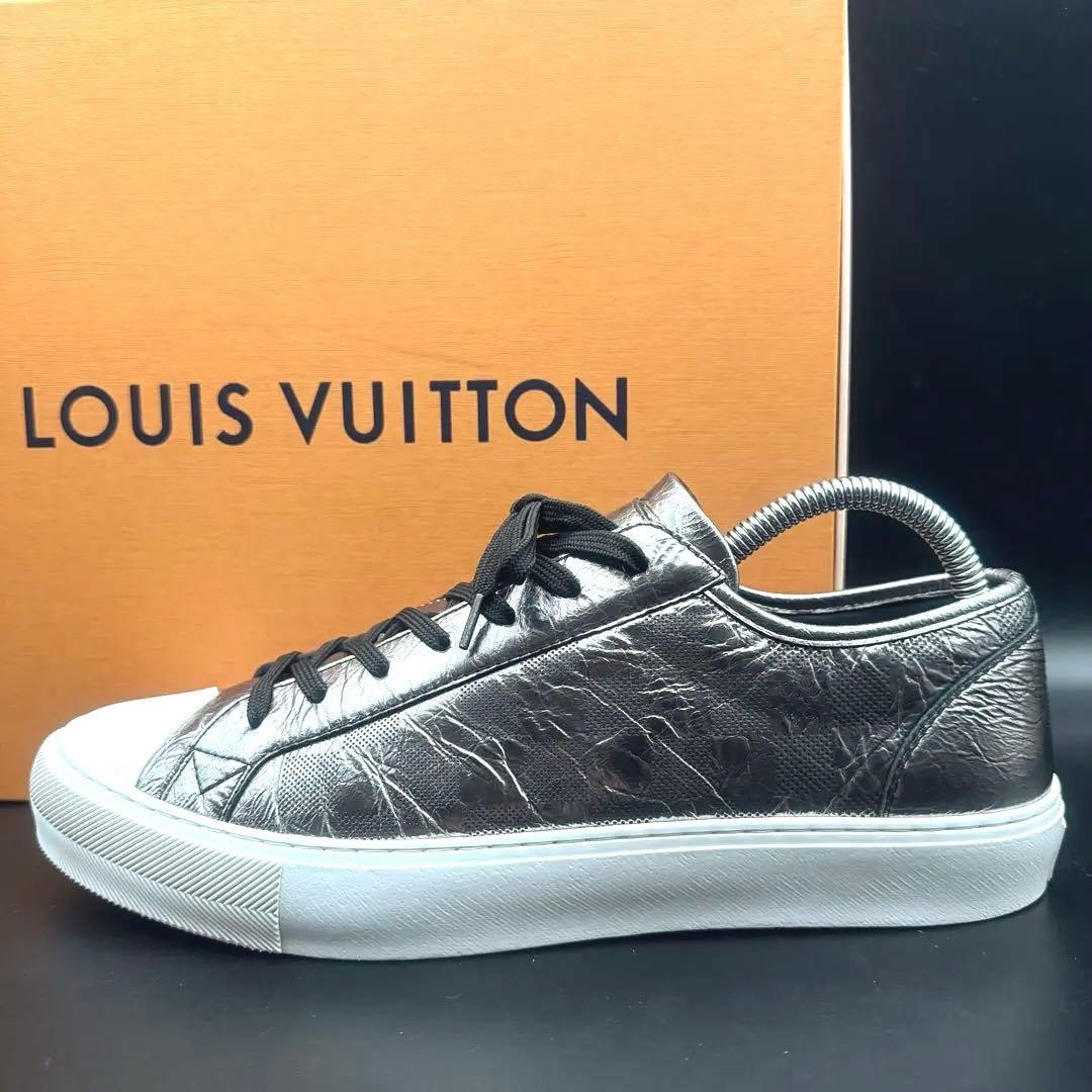 【極美品】ルイヴィトン スニーカー ダミエ シルバー メンズ 26.5cm相当