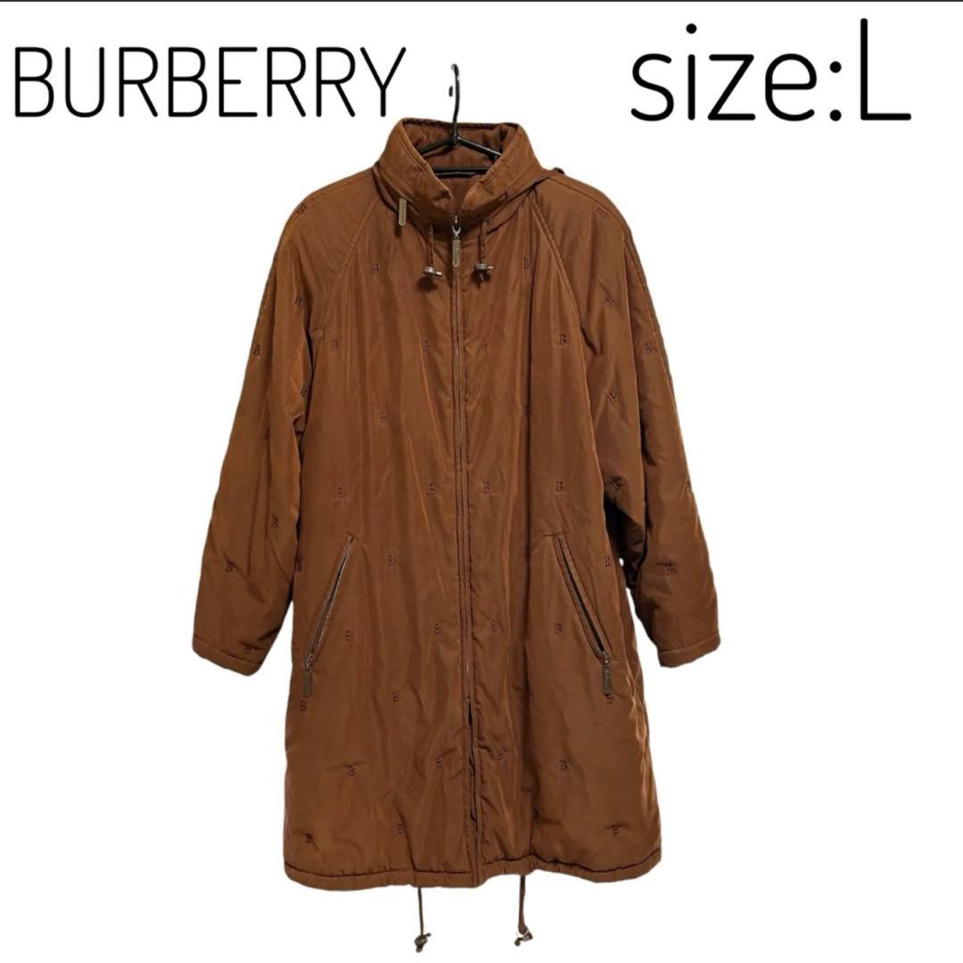 美品 バーバリー ロングゴート B刺繍 アウター ノバチェック メンズ Lサイズ