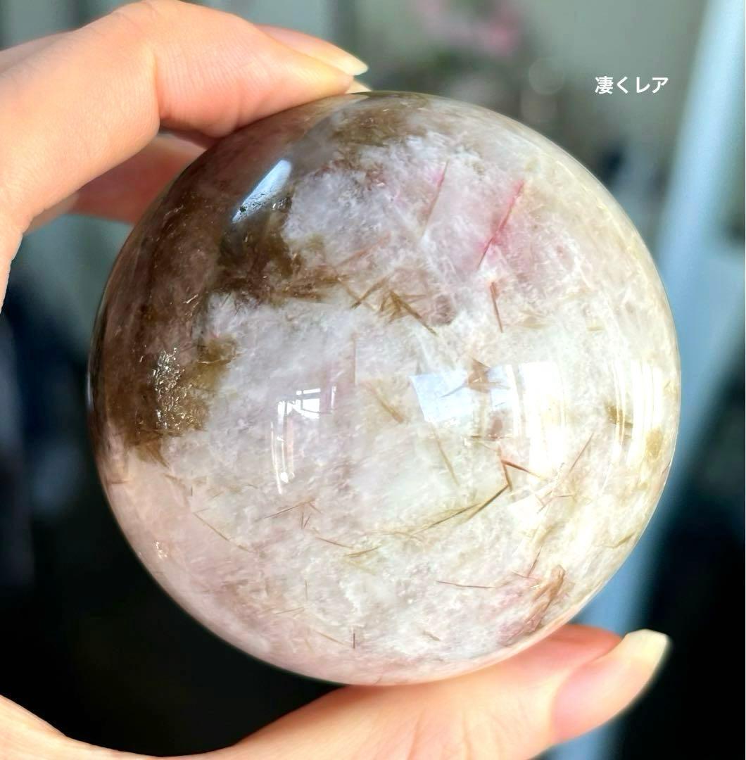 凄くレア　高品質　ムーンストーン　グリーントルマリンマイカ　ピンクマイカスフィア