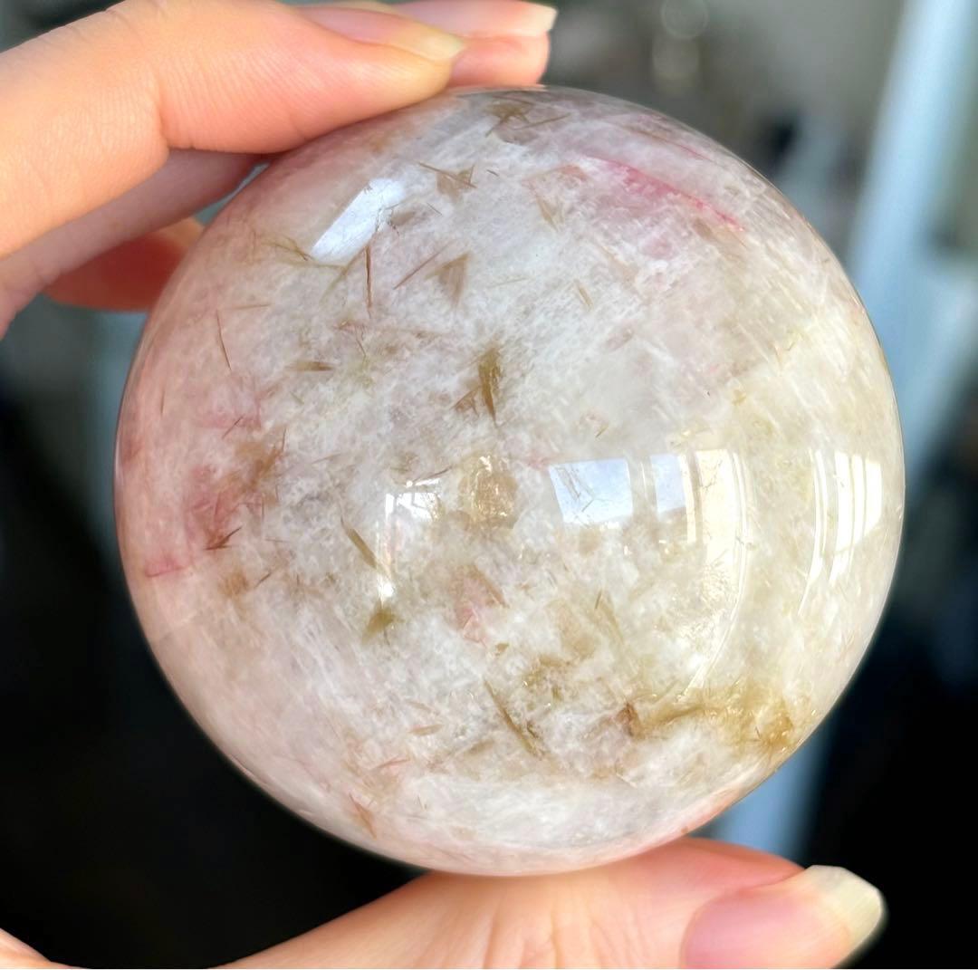 凄くレア　高品質　ムーンストーン　グリーントルマリンマイカ　ピンクマイカスフィア