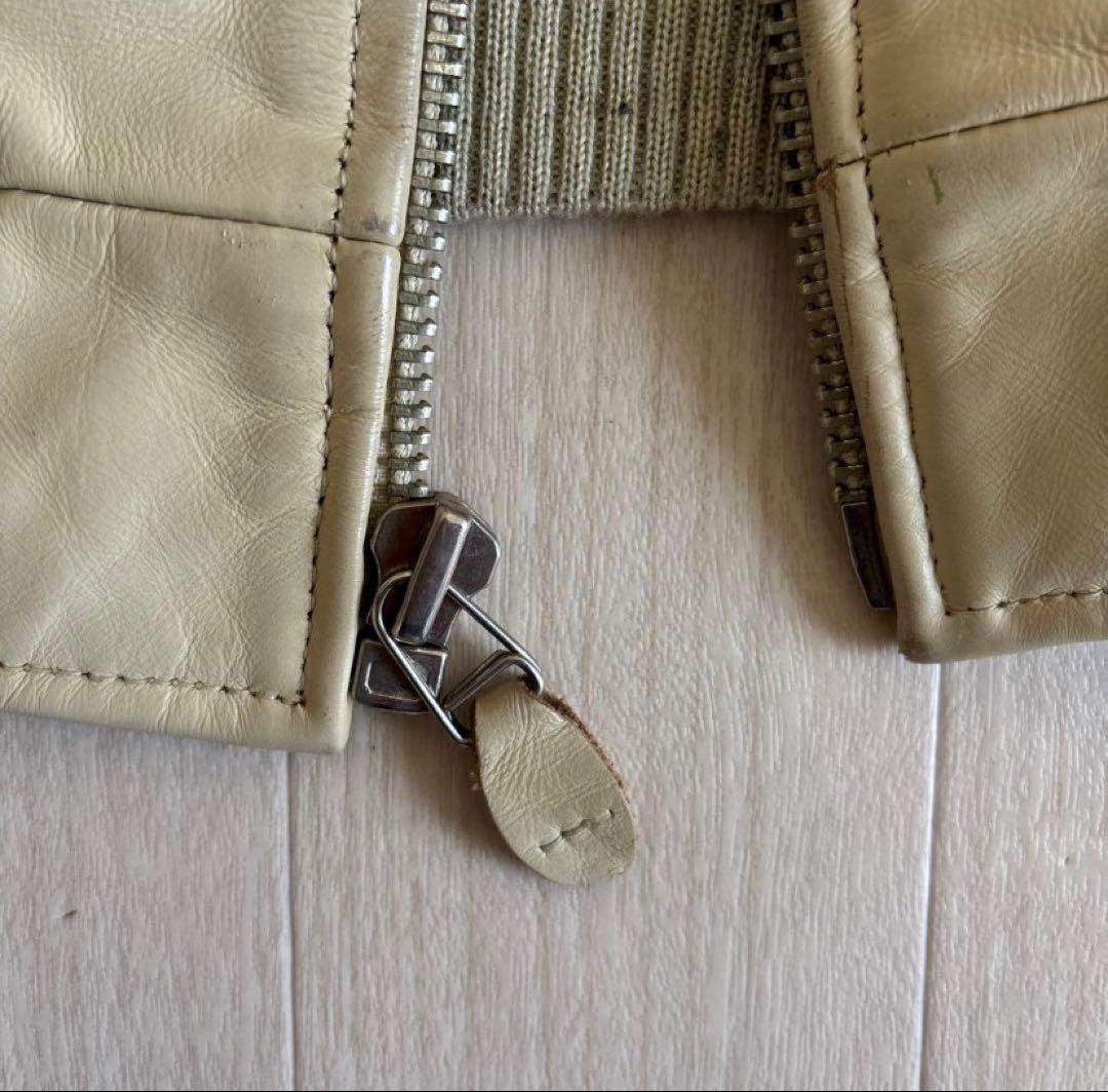 AVIREX VARSITY LEATHER JACKET クリーム